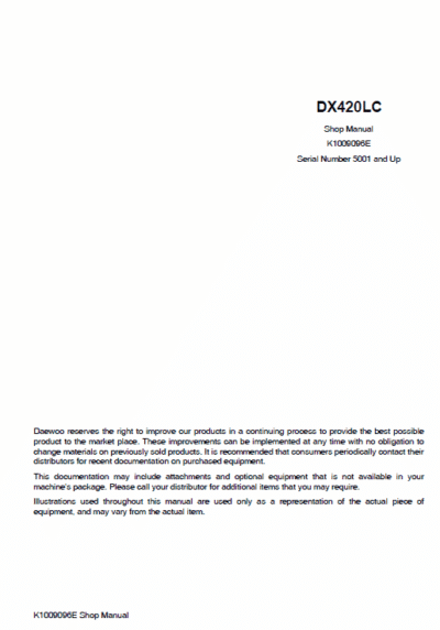 Doosan Daewoo Dx420lc Service Repair Manual - Image 4