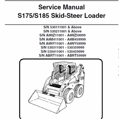 Bobcat S175 S185H Skid Steer Service Repair Manual
