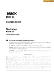 CASE 1650K Tier 2 Crawler Dozer Bulldozer Service Repair Manual