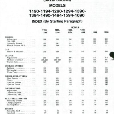 Case David Brown 1494 Tractor Workshop Repair Service Manual