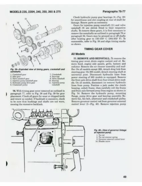 Case International IH 235 235H 245 255 265 275 Tractor Service Manual
