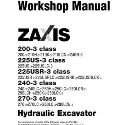 Hitachi Zaxis 200-3 Hydraulic Service Repair Manual