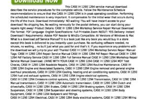 Case Ih 1290 1294 Workshop Service Repair Manual