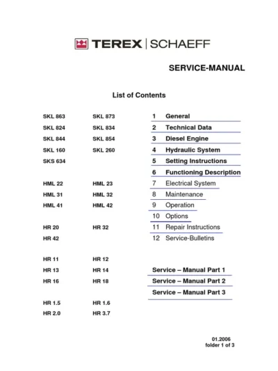 Terex Hr 16 Excavator Workshop Service Pdf Manual