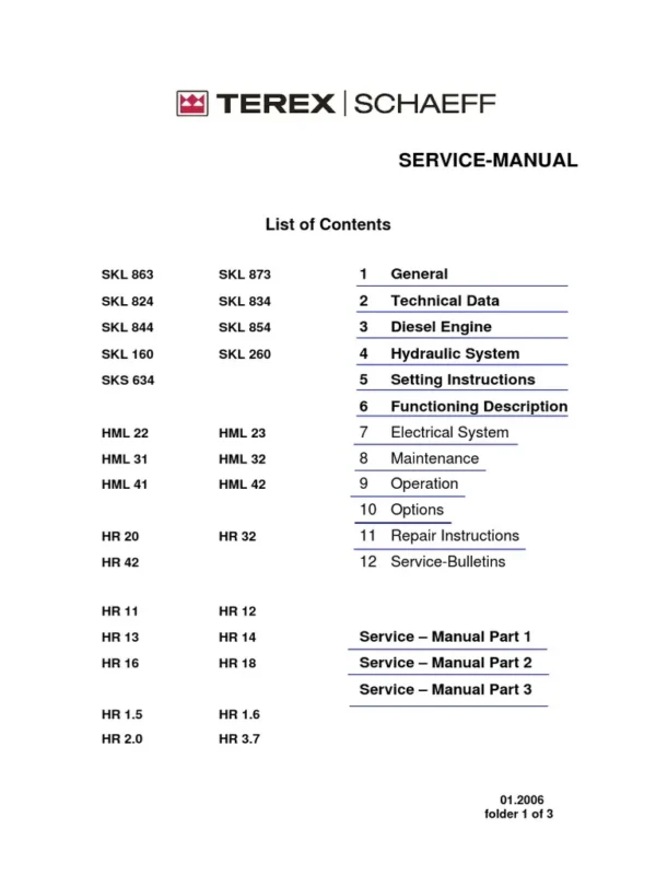 Terex Hr 16 Excavator Workshop Service Pdf Manual