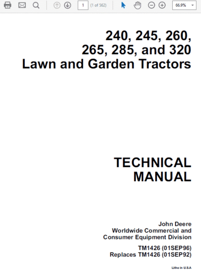 John Deere 240 and 250 Skid Steer Service Repair Manual - Image 2