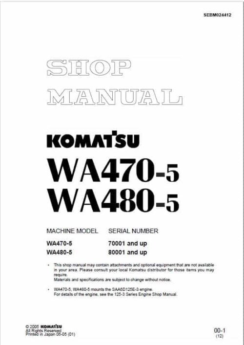 Komatsu WA470-5H Wheel Loader Workshop Service Repair Manual