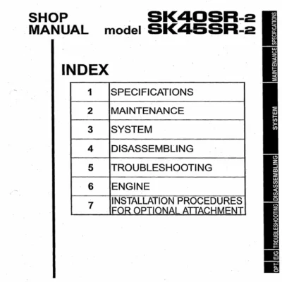 Kobelco SK40SR-2 SK45SR-2 Excavator Service Repair Manual