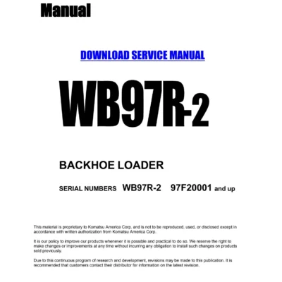 Komatsu WB97R-2 Backhoe Workshop Service Repair Manual