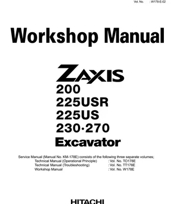 Hitachi Zaxis Excavator Trubleshooting Service Repair Manual
