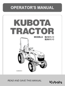 Kubota B2301 B2601 Tractor Operators Manual Download