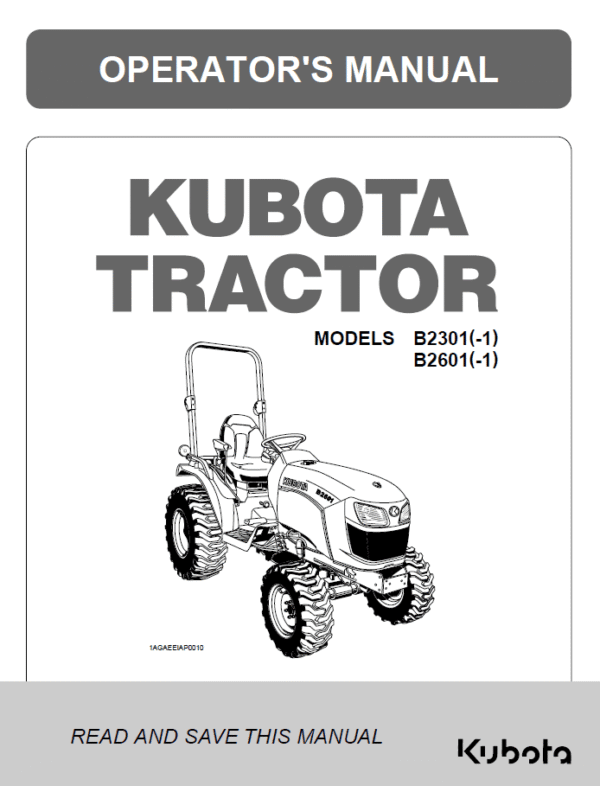 B2301 B2601 B2301-1 B2601-1 Kubota B2301 B2601 Tractor Operators Manual Download