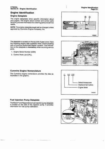 Cummins Engines EX255 EX285 FH270 Service Repair Manual