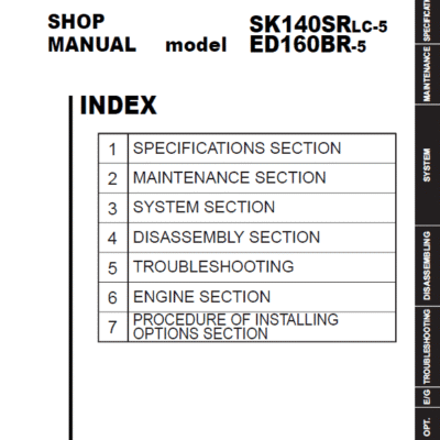 Kobelco Sk140srlc-5 Sk140srl-5 Ed160br-5 Service Manual