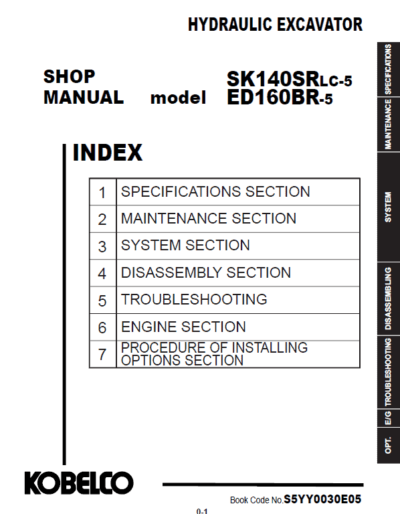 Kobelco Sk140srlc-5 Sk140srl-5 Ed160br-5 Service Manual