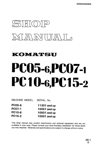 Komatsu Pc05-6 Pc07-1 Pc10-6 Pc15-2