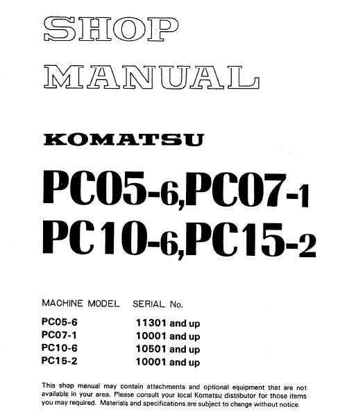 Komatsu Pc05-6 Pc07-1 Pc10-6 Pc15-2