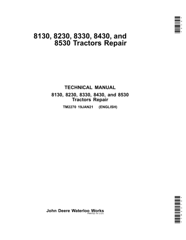 John Deere 8330 8430 8530 Repair Manual