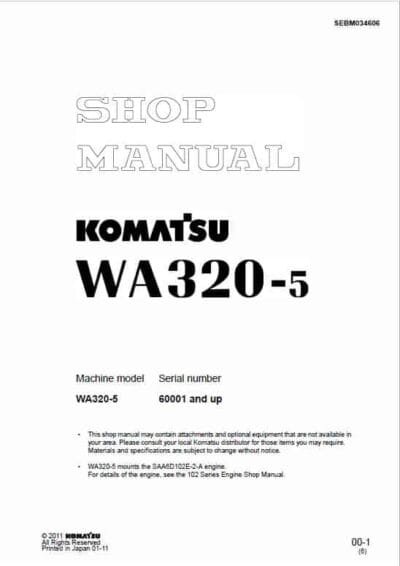 Komatsu Wa320-5H Wheel Loader Operating Manual