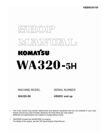 Komatsu Wa320-5H Wheel Loader Operating Manual