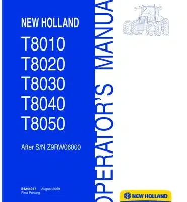 New Holland T8020 T8030 T8040 Tractor operator Manual