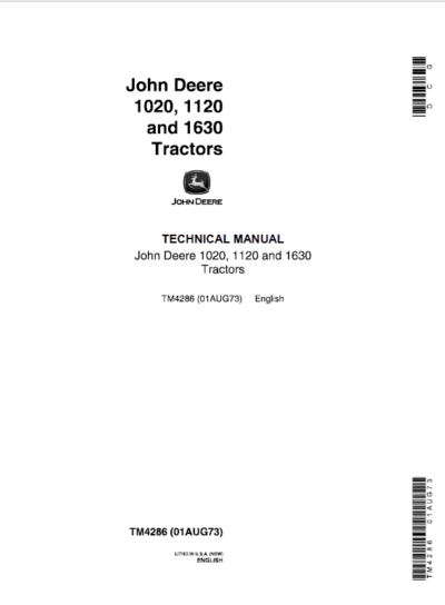 John Deere 1020 1120 1630 Tractors Technical Service Manual