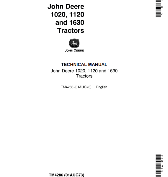 John Deere 1020 1120 1630 Tractors Technical Service Manual