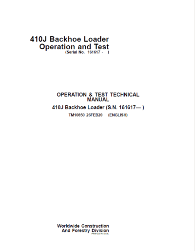 John Deere 410J Backhoe Loader Parts Catalog