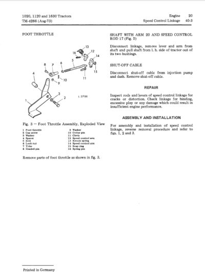 John Deere 1020 1120 1630 Tractors Technical Service Manual