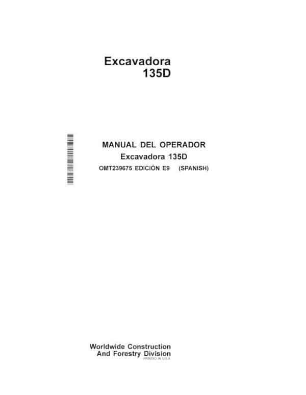 John Deere 135d Excavator Operation And Test Technical Manual