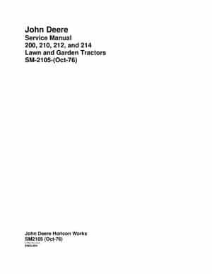 John Deere 212 214 216 Lawn and Garden Tractors Service Manual