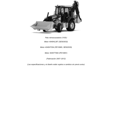 John Deere 310Sj Backhoe Loader Parts Manual