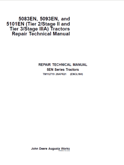 John Deere 5083en 5093en 5101en Tractors Service Manual