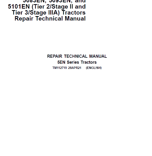 John Deere 5083en 5093en 5101en Tractors Service Manual