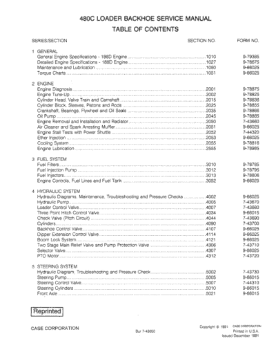 Case 480C 480CK C Backhoe Parts Manual - Image 2