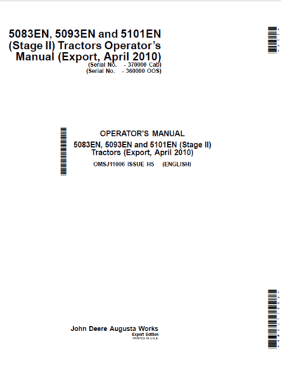 John Deere 5083en 5093en 5101en Tractors Service Manual