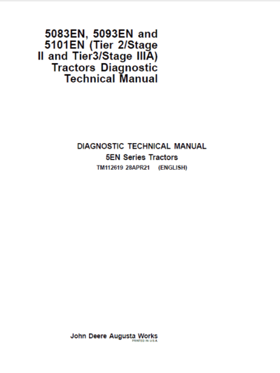 John Deere 5083EN, 5093EN, 5101EN Tractors Repair Service Manual