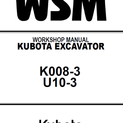 Kubota K008-3 U10-3 Excavator Operators Manual