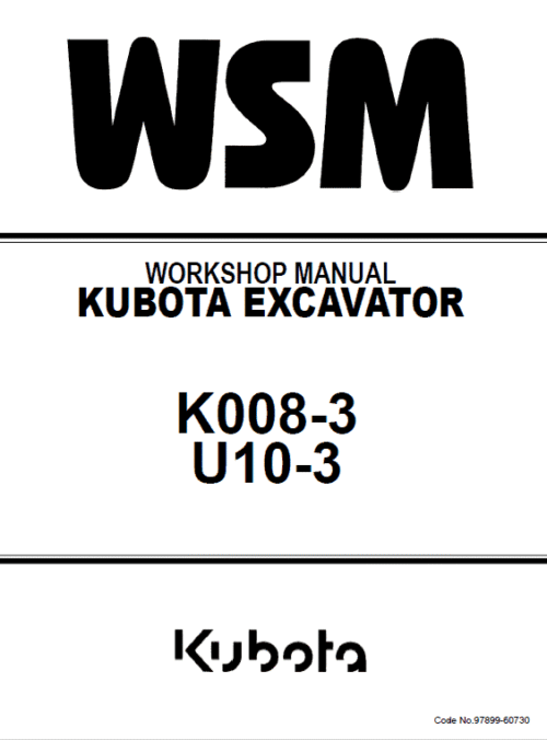 Kubota K008-3 U10-3 Excavator Operators Manual