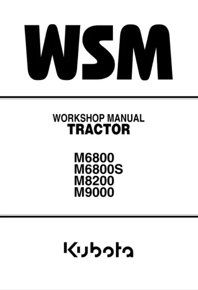 Kubota M9000 Tractor Full Service Repair Manual