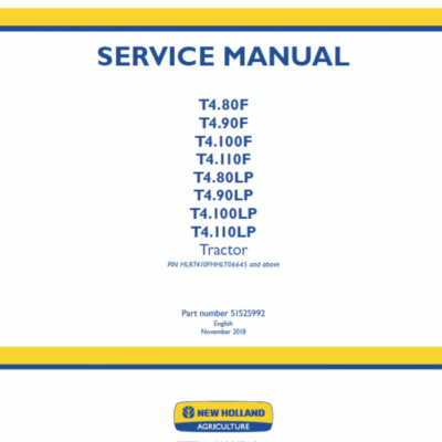 New Holland T4.80F, T4.90F, T4.100F, T4.110F Tractor Service Manual