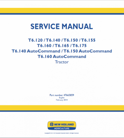 New Holland T6.160 T6.180 Tractor Service Manual