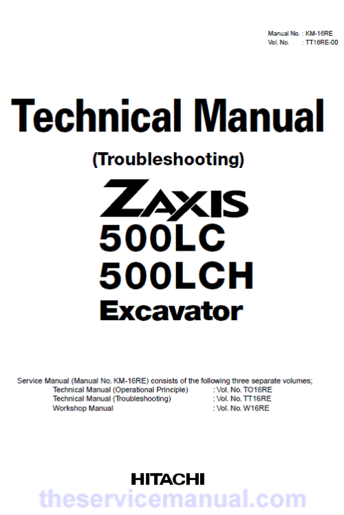 Hitachi ZX500LC and ZX500LCH Excavator Service Repair Manual