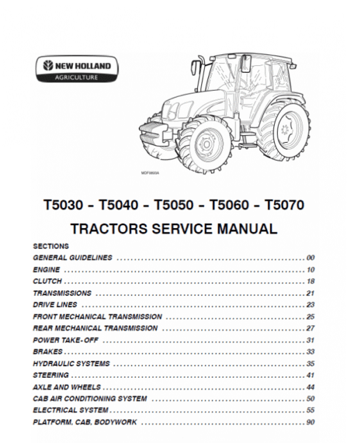 New Holland T5030, T5040, T5050, T5060, T5070 Tractor Service Manual