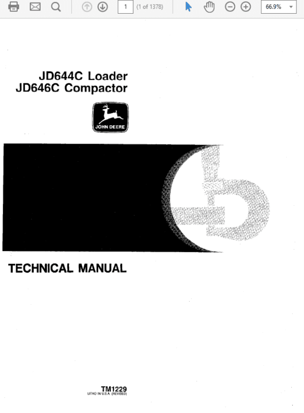 John Deere 644C, 646C Compactor Service Manual TM1229 John Deere 644C, 646C Compactor Service Manual TM1229