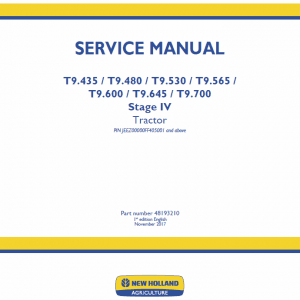 New Holland T9.435, T9.480, T9.530, T9.565 Tractor Service Manual New Holland T9.435, T9.480, T9.530, T9.565 Tractor Service Manual - Image 2