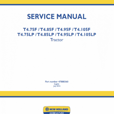 New Holland T4.75LP, T4.85LP, T4.95LP, T4.105LP Tractor Service Manual
