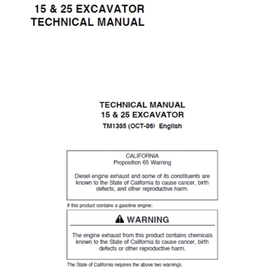 Cart John Deere 15 and 25 Excavator Repair Service Manual