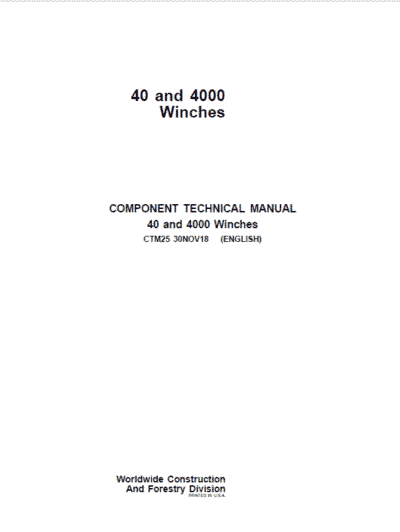 John Deere 40, 4000 Winches Component Technical Manual
