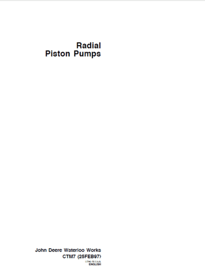 John Deere Radial Piston Pumps Component Technical Manual